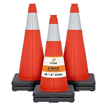 XPOSE SAFETY Traffic Cone, PVC, 28" H, Orange OTC28-6-6-X-S